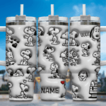 3D Snoopy Tumbler, Peanuts Stanley Tumbler Wrap, Disney Tumbler Cup Tumbler Engraved 40Oz, Handle Lid Stainless Steel