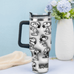 3D Snoopy Tumbler, Peanuts Stanley Tumbler Wrap, Disney Tumbler Cup Tumbler Engraved 40Oz, Handle Lid Stainless Steel - Image 3