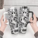 3D Snoopy Tumbler, Peanuts Stanley Tumbler Wrap, Disney Tumbler Cup Tumbler Engraved 40Oz, Handle Lid Stainless Steel - Image 4