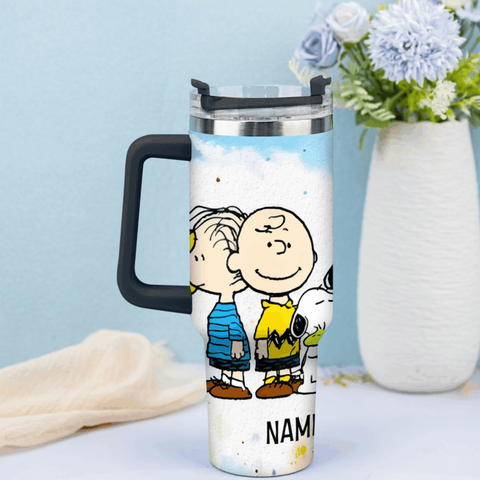 Snoopy Tumbler, Peanuts Stanley Tumbler Wrap, Disney Tumbler Cup Tumbler Engraved 40Oz, Handle Lid Stainless Steel - Image 2