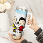 Snoopy Tumbler, Peanuts Stanley Tumbler Wrap, Disney Tumbler Cup Tumbler Engraved 40Oz, Handle Lid Stainless Steel - Image 3