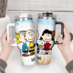 Snoopy Tumbler, Peanuts Stanley Tumbler Wrap, Disney Tumbler Cup Tumbler Engraved 40Oz, Handle Lid Stainless Steel - Image 4