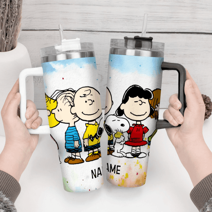 Snoopy Tumbler, Peanuts Stanley Tumbler Wrap, Disney Tumbler Cup Tumbler Engraved 40Oz, Handle Lid Stainless Steel - Image 4