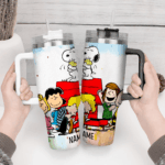 Snoopy Tumbler, Peanuts Stanley Tumbler Wrap, Disney Tumbler Cup Tumbler Engraved 40Oz, Handle Lid Stainless Steel - Image 4