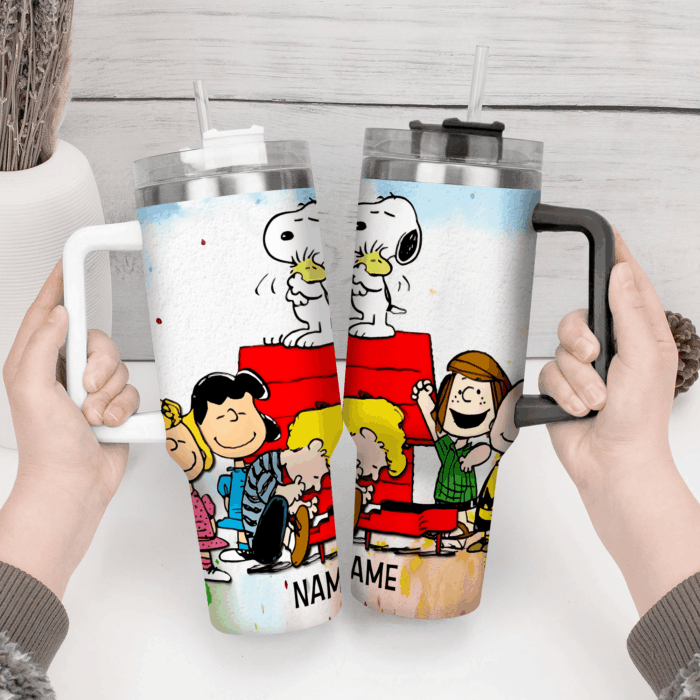 Snoopy Tumbler, Peanuts Stanley Tumbler Wrap, Disney Tumbler Cup Tumbler Engraved 40Oz, Handle Lid Stainless Steel - Image 4