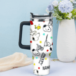 Snoopy Tumbler, Peanuts Stanley Tumbler Wrap, Disney Tumbler Cup Tumbler Engraved 40Oz, Handle Lid Stainless Steel - Image 3