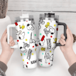 Snoopy Tumbler, Peanuts Stanley Tumbler Wrap, Disney Tumbler Cup Tumbler Engraved 40Oz, Handle Lid Stainless Steel - Image 4
