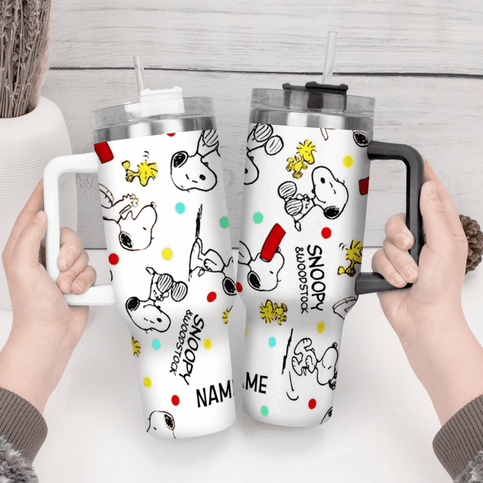 Snoopy Tumbler, Peanuts Stanley Tumbler Wrap, Disney Tumbler Cup Tumbler Engraved 40Oz, Handle Lid Stainless Steel - Image 4