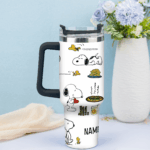 Snoopy Tumbler, Peanuts Stanley Tumbler Wrap, Disney Tumbler Cup Tumbler Engraved 40Oz, Handle Lid Stainless Steel - Image 3