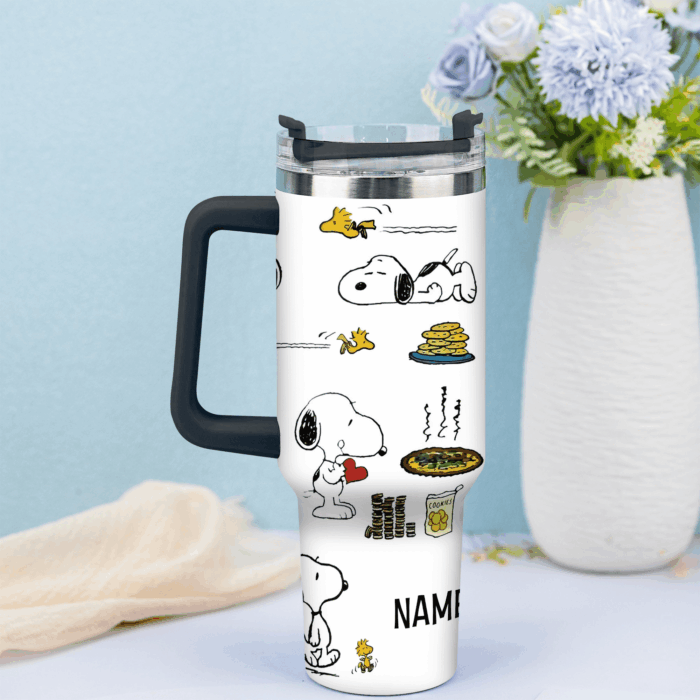 Snoopy Tumbler, Peanuts Stanley Tumbler Wrap, Disney Tumbler Cup Tumbler Engraved 40Oz, Handle Lid Stainless Steel - Image 3