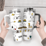Snoopy Tumbler, Peanuts Stanley Tumbler Wrap, Disney Tumbler Cup Tumbler Engraved 40Oz, Handle Lid Stainless Steel - Image 4