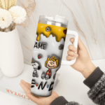 3D Snoopy Tumbler, Peanuts Stanley Tumbler Wrap, Disney Tumbler Cup Tumbler Engraved 40Oz, Handle Lid Stainless Steel - Image 2