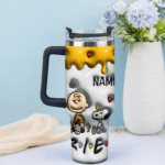 3D Snoopy Tumbler, Peanuts Stanley Tumbler Wrap, Disney Tumbler Cup Tumbler Engraved 40Oz, Handle Lid Stainless Steel - Image 3