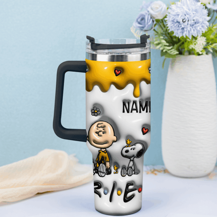 3D Snoopy Tumbler, Peanuts Stanley Tumbler Wrap, Disney Tumbler Cup Tumbler Engraved 40Oz, Handle Lid Stainless Steel - Image 3