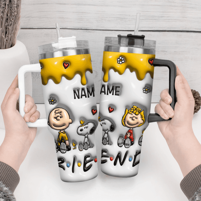 3D Snoopy Tumbler, Peanuts Stanley Tumbler Wrap, Disney Tumbler Cup Tumbler Engraved 40Oz, Handle Lid Stainless Steel - Image 4