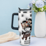 3D Snoopy Tumbler, Detroit Tigers Stanley Tumbler Wrap, Peanuts MLB Tumbler Cup Tumbler Engraved 40Oz, Handle Lid Stainless Steel - Image 3