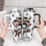 3D Snoopy Tumbler, Detroit Tigers Stanley Tumbler Wrap, Peanuts MLB Tumbler Cup Tumbler Engraved 40Oz, Handle Lid Stainless Steel - Image 4