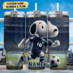 Snoopy Tumbler, French Football Stanley Tumbler Wrap, Euro 2024 Tumbler Cup Tumbler Engraved 40Oz, Handle Lid Stainless Steel