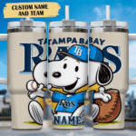 Snoopy Tumbler, Tampa Bay Rays Stanley Tumbler Wrap, MLB Tumbler Cup Tumbler Engraved 40Oz, Handle Lid Stainless Steel
