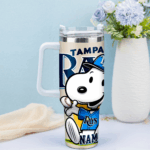 Snoopy Tumbler, Tampa Bay Rays Stanley Tumbler Wrap, MLB Tumbler Cup Tumbler Engraved 40Oz, Handle Lid Stainless Steel - Image 3