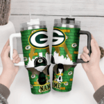 Snoopy Tumbler, Green Bay Packers Stanley Tumbler Wrap, NFL Tumbler Cup Tumbler Engraved 40Oz, Handle Lid Stainless Steel - Image 3