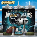 Snoopy Tumbler, Jacksonville Jaguars Stanley Tumbler Wrap, NFL Tumbler Cup Tumbler Engraved 40Oz, Handle Lid Stainless Steel