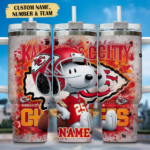 Snoopy Tumbler, Kansas City Chiefs Stanley Tumbler Wrap, NFL Tumbler Cup Tumbler Engraved 40Oz, Handle Lid Stainless Steel