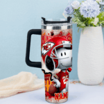 Snoopy Tumbler, Kansas City Chiefs Stanley Tumbler Wrap, NFL Tumbler Cup Tumbler Engraved 40Oz, Handle Lid Stainless Steel - Image 2