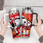 Snoopy Tumbler, Kansas City Chiefs Stanley Tumbler Wrap, NFL Tumbler Cup Tumbler Engraved 40Oz, Handle Lid Stainless Steel - Image 3