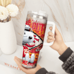 Snoopy Tumbler, Kansas City Chiefs Stanley Tumbler Wrap, NFL Tumbler Cup Tumbler Engraved 40Oz, Handle Lid Stainless Steel - Image 4