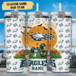 Snoopy Tumbler, Philadelphia Eagles Stanley Tumbler Wrap, NFL Tumbler Cup Tumbler Engraved 40Oz, Handle Lid Stainless Steel