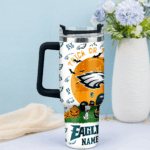 Snoopy Tumbler, Philadelphia Eagles Stanley Tumbler Wrap, NFL Tumbler Cup Tumbler Engraved 40Oz, Handle Lid Stainless Steel - Image 3