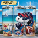 Snoopy Tumbler, New England Patriots Stanley Tumbler Wrap, NFL Tumbler Cup Tumbler Engraved 40Oz, Handle Lid Stainless Steel