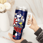 Snoopy Tumbler, Boston Red Sox Stanley Tumbler Wrap, MLB Tumbler Cup Tumbler Engraved 40Oz, Handle Lid Stainless Steel - Image 2