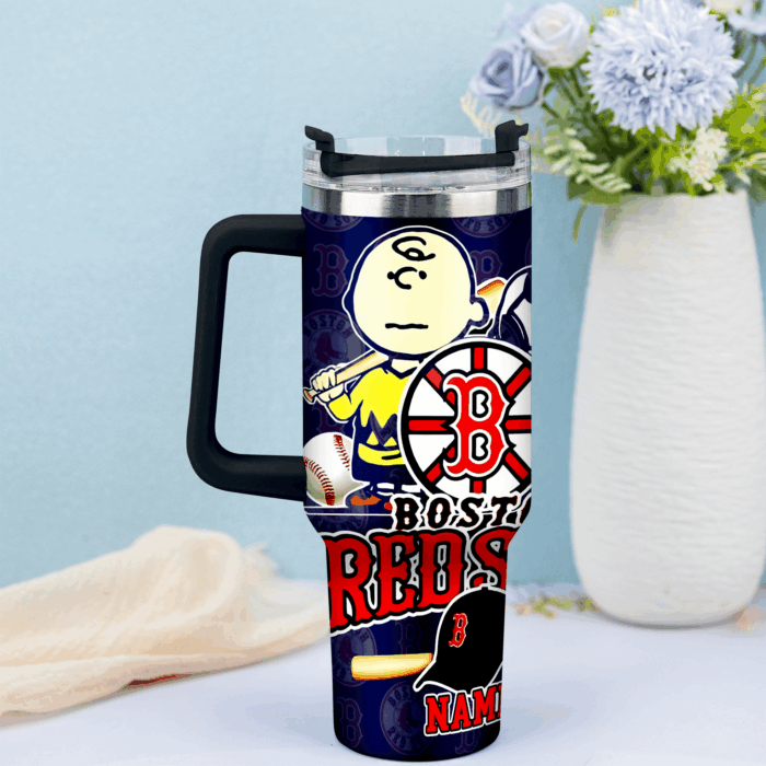 Snoopy Tumbler, Boston Red Sox Stanley Tumbler Wrap, MLB Tumbler Cup Tumbler Engraved 40Oz, Handle Lid Stainless Steel - Image 3