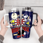 Snoopy Tumbler, Boston Red Sox Stanley Tumbler Wrap, MLB Tumbler Cup Tumbler Engraved 40Oz, Handle Lid Stainless Steel - Image 4