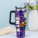 Snoopy Tumbler, Minnesota Vikings Stanley Tumbler Wrap, NFL Tumbler Cup Tumbler Engraved 40Oz, Handle Lid Stainless Steel - Image 2