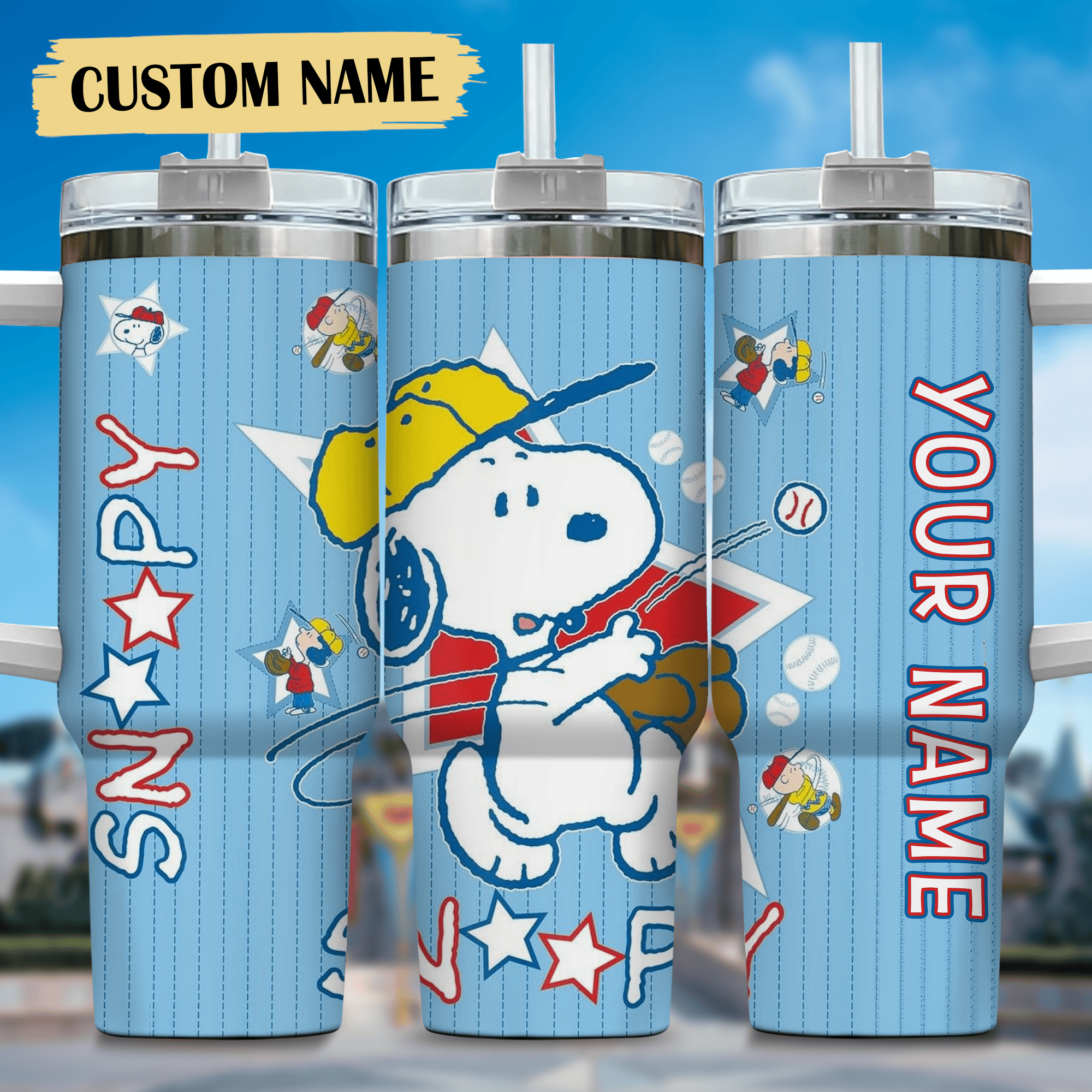 1718597455954.png Snoopy Tumbler, Baseball Stanley Tumbler Wrap, MLB Tumbler Cup Tumbler Engraved 40Oz, Handle Lid Stainless Steel - Image 1