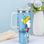 Snoopy Tumbler, Baseball Stanley Tumbler Wrap, MLB Tumbler Cup Tumbler Engraved 40Oz, Handle Lid Stainless Steel - Image 2