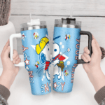 Snoopy Tumbler, Baseball Stanley Tumbler Wrap, MLB Tumbler Cup Tumbler Engraved 40Oz, Handle Lid Stainless Steel - Image 3
