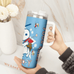 Snoopy Tumbler, Baseball Stanley Tumbler Wrap, MLB Tumbler Cup Tumbler Engraved 40Oz, Handle Lid Stainless Steel - Image 4