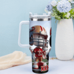Snoopy Tumbler, San Francisco 49ers Stanley Tumbler Wrap, NFL Tumbler Cup Tumbler Engraved 40Oz, Handle Lid Stainless Steel - Image 2