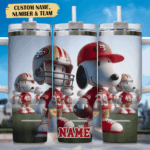 Snoopy Tumbler, San Francisco 49ers Stanley Tumbler Wrap, NFL Tumbler Cup Tumbler Engraved 40Oz, Handle Lid Stainless Steel