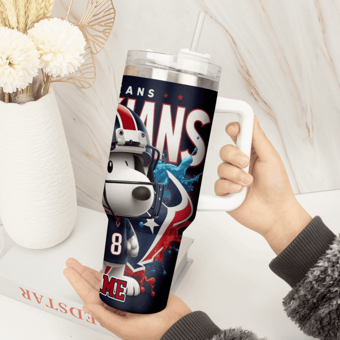 Snoopy Tumbler, Arizona Cardinals Stanley Tumbler Wrap, NFL Tumbler Cup Tumbler Engraved 40Oz, Handle Lid Stainless Steel - Image 3