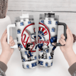 3D Snoopy Tumbler, New York Yankees Stanley Tumbler Wrap, MLB Tumbler Cup Tumbler Engraved 40Oz, Handle Lid Stainless Steel - Image 4