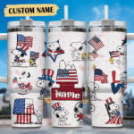 Snoopy Tumbler, Peanuts Stanley Tumbler Wrap, Tumbler Cup Engraved 40Oz, Handle Lid Stainless Steel