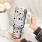 Snoopy Tumbler, Peanuts Stanley Tumbler Wrap, Tumbler Cup Engraved 40Oz, Handle Lid Stainless Steel - Image 2