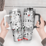 Snoopy Tumbler, Peanuts Stanley Tumbler Wrap, Tumbler Cup Engraved 40Oz, Handle Lid Stainless Steel - Image 4
