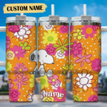Snoopy Tumbler, Peanuts Stanley Tumbler Wrap, Tumbler Cup Engraved 40Oz, Handle Lid Stainless Steel