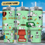 Snoopy Tumbler, Peanuts Stanley Tumbler Wrap, Tumbler Cup Engraved 40Oz, Handle Lid Stainless Steel